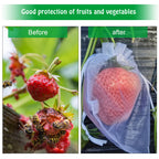 6x8 Inch 100 Pieces Organza Fruit Netting Bags - Fruit Protection Bags with Drawstring, Garden Plant Net Barrier Bag for Tomatoes, Grapes, Mangoes