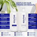 Routine Wellness Shampoo & Conditioner Set - Strengthening & Volumizing for Thinning Hair - Promotes Full, Voluminous, Healthy Hair - Coconut & Vanilla (Pack of 2)
