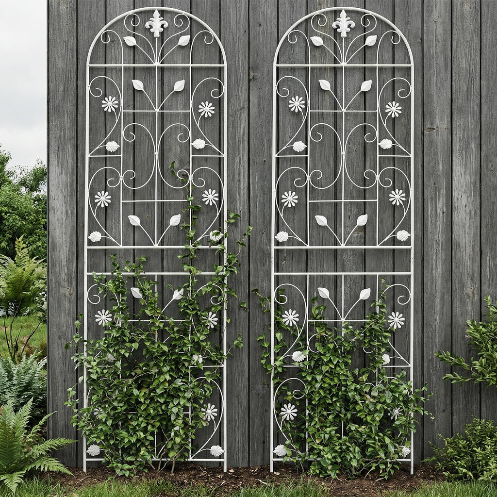 Maidapulu 70.8" Metal Garden Trellis for Climbing Plants, 2 Pack White