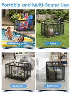 Kompoll Pool Float Storage - Rolling Mesh Pool Storage Bin for Noodles, Goggles, Floats & Balls, XXL Large Outdoor Pool Toy Organizer with Wheels for Swimming Accessories, Black