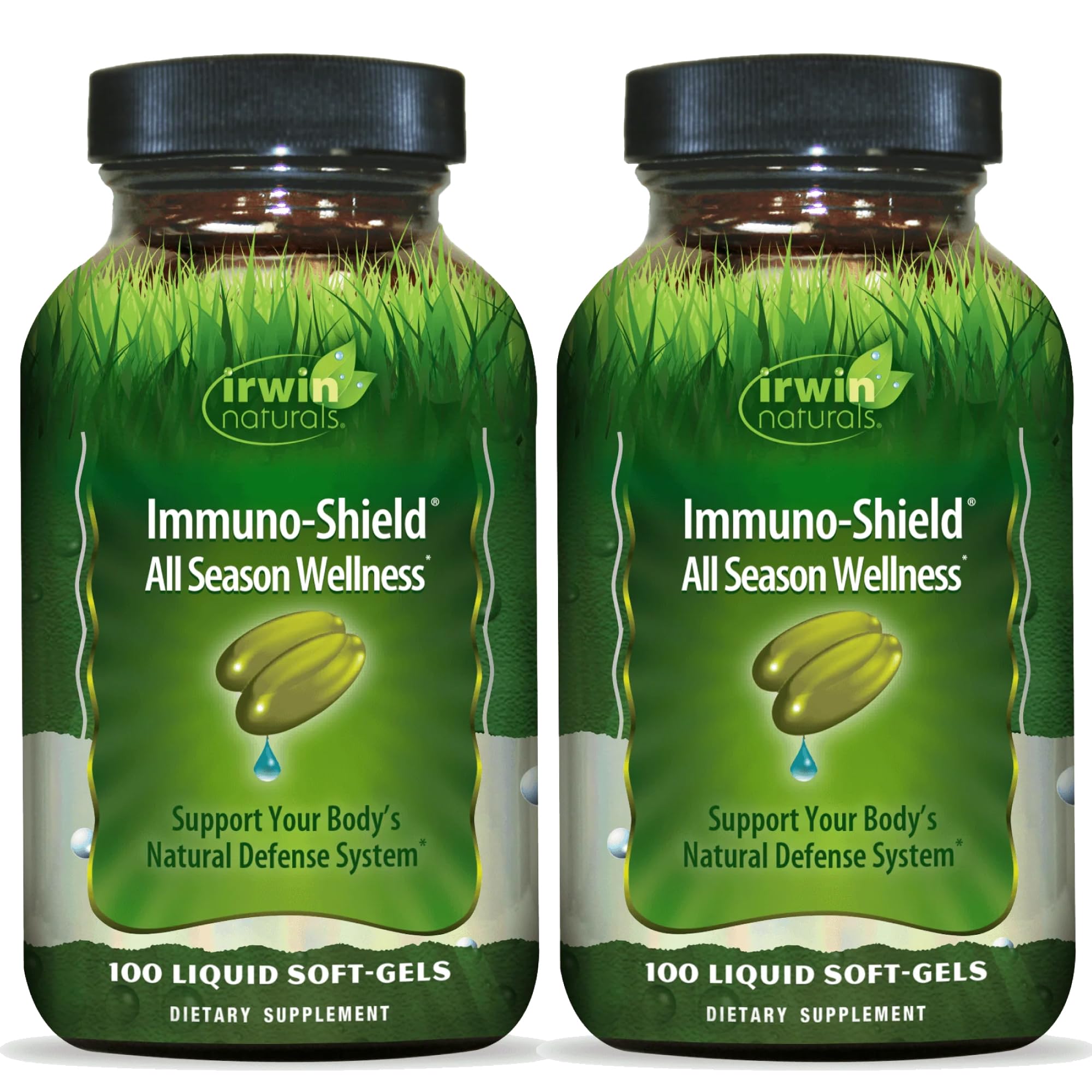 Irwin Naturals Immuno-Shield All Season Wellness for Body's Natural Defense System - 100 Liquid Softgels (2 Pack)