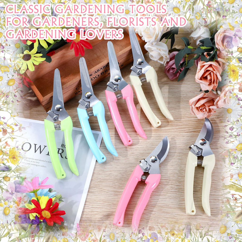 Jutom 8 Pcs Garden Shears Pruning Scissors Clippers Sharp Hand Pruners for Gardening Tools Cutting Flowers Trimming Plants Bonsai Fruits Picking, 4 Bypass Blade and 4 Straight Blade