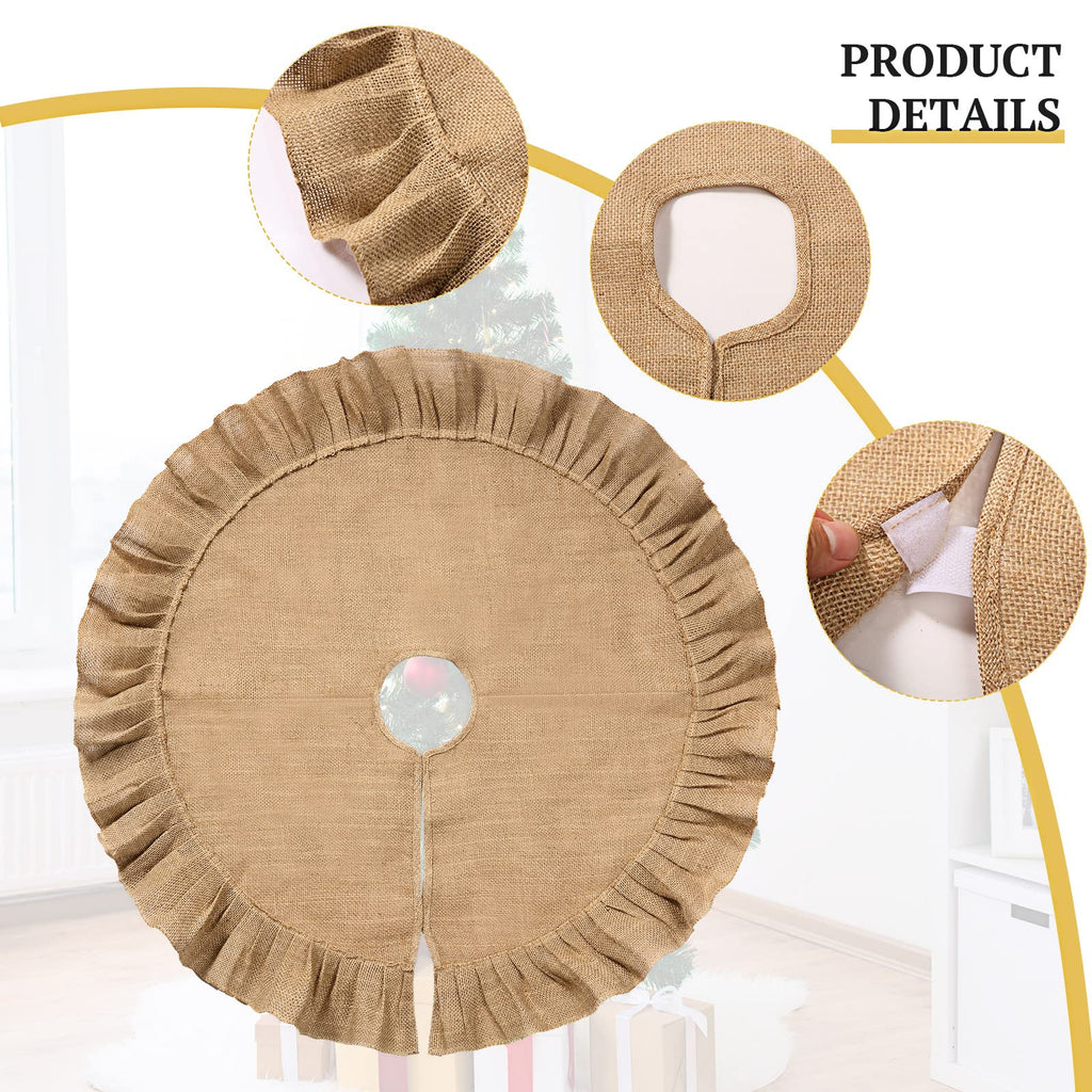 Tatuo 31 Inch Christmas Tree Skirt Decor, Ruffled Burlap Tree Skirt, Linen