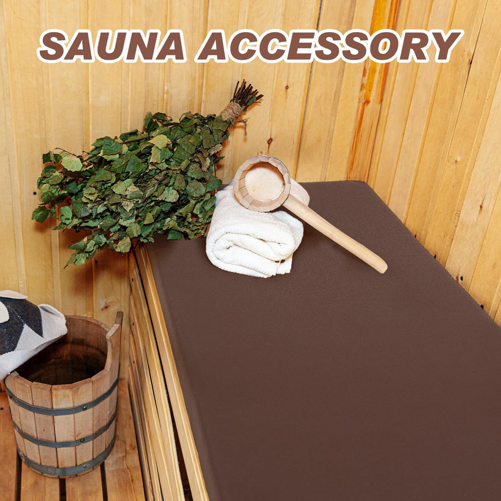 Tudomro Sauna Seat Cushion Mat, Waterproof & Heat Resistant Pad, High-Density Foam Heat Insulation Mat,Infrared Sauna Accessories, Steam Room, Shower Bench and Bathhouse(43 x 16 Inches,Brown)