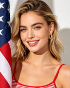 GLOQUAT American Flag Hoop Earring 14K Gold Plated Patriotic 4th of July Hoops for Women 925 Silver Post Flag Earrings Gold Hoops for Women Trendy Ole Miss Earring Red White and Blue Hoop Jewelry