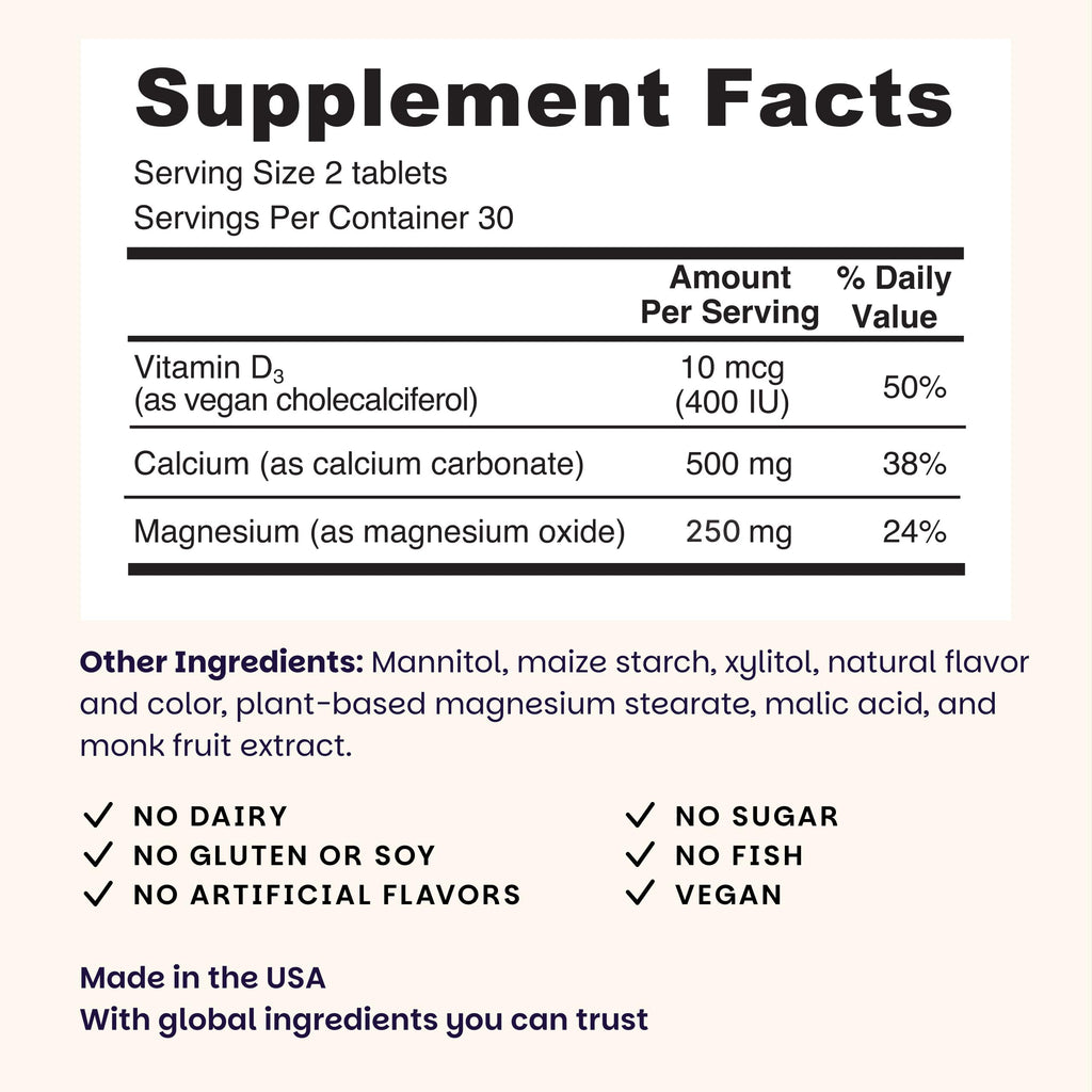 EZ Melts Calcium & Magnesium - Daily Supplement for Heart, Bone, Immune & Brain Health - with Vitamin D3 - Non-GMO & Vegan - Strawberry Smoothie - 60 Dissolvable Tablets (30 Servings)