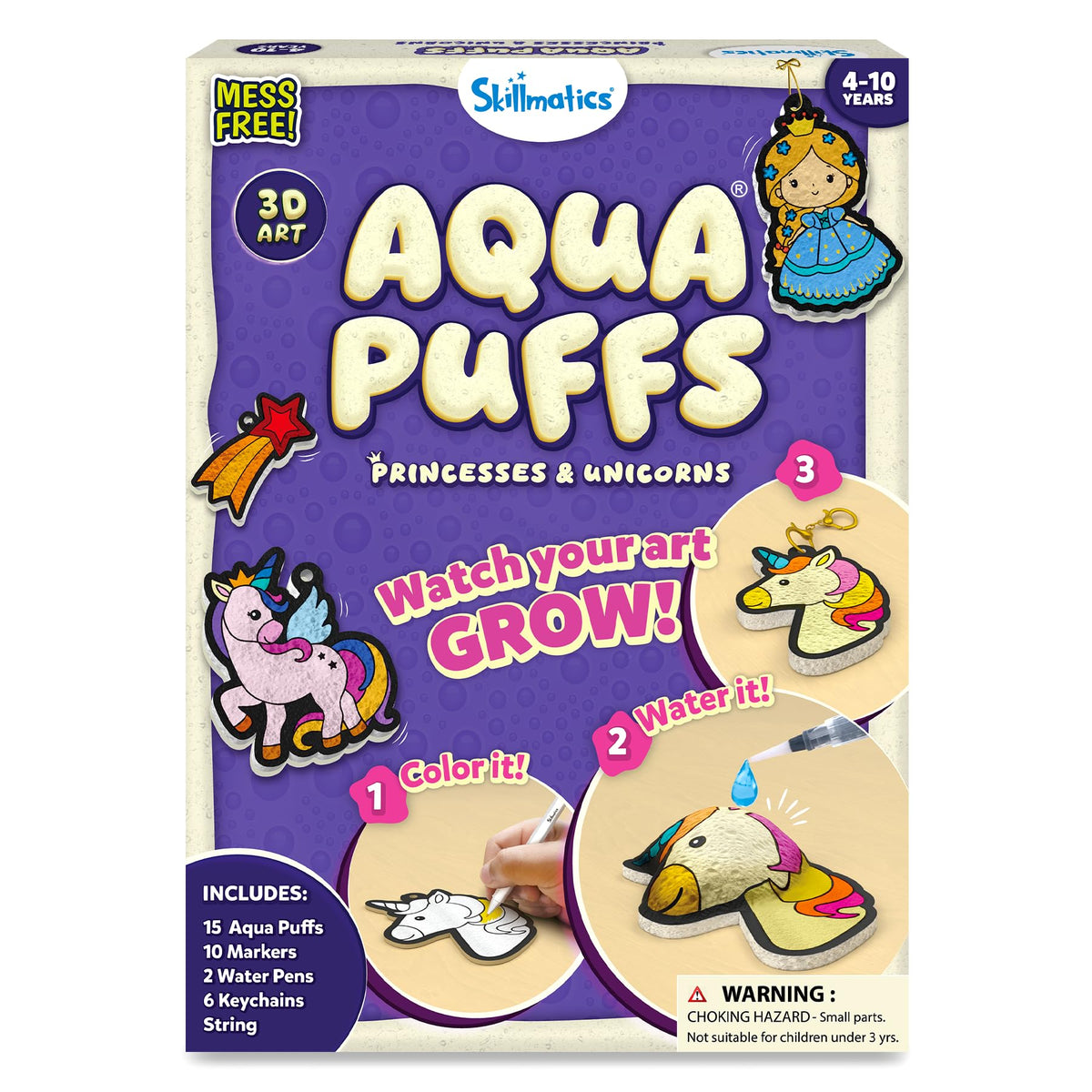 Skillmatics Aqua Puffs Unicorns, Stocking Stuffer for Kids, Paint by Number
