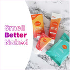 Lume Skin Care Gift Set for Women, Whole Body Deodorant Starter Pack -Smooth Solid Stick, Invisible Cream Tube, Acidified Body Wash Mini & Deodorant Wipes -Aluminum Free Odor Control (Clean Tangerine)