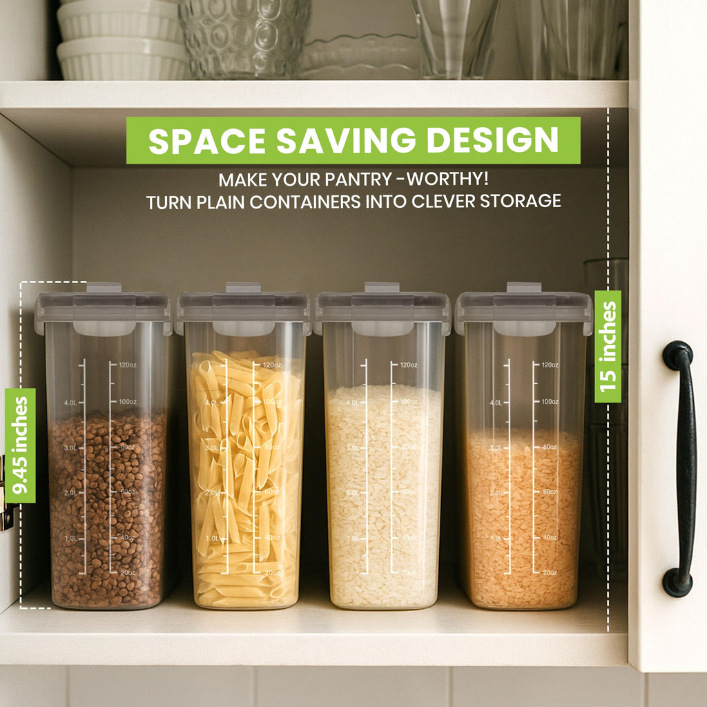 Utopia Kitchen Cereal Containers Storage Set with Lids, 4 Pack, 4L (135 Oz)
