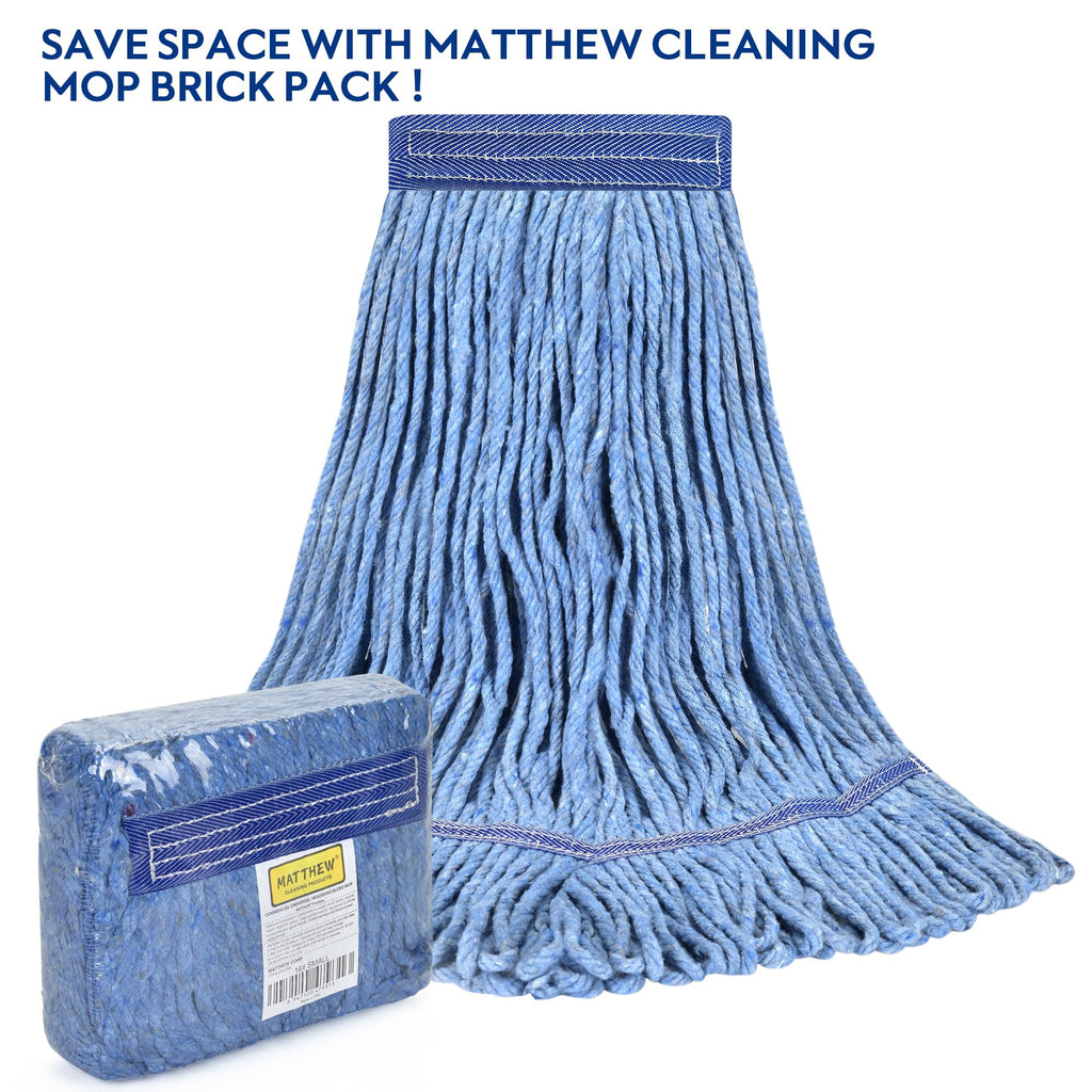 Matthew Cleaning Heavy Duty Mop Head Commercial Replacement for General and Floor Cleaning , Wet Industrial Blue Cotton Looped End String Head Refill (Pack of 3) Blue