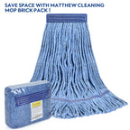 Matthew Cleaning Heavy Duty Mop Head Commercial Replacement for General and Floor Cleaning , Wet Industrial Blue Cotton Looped End String Head Refill (Pack of 3) Blue
