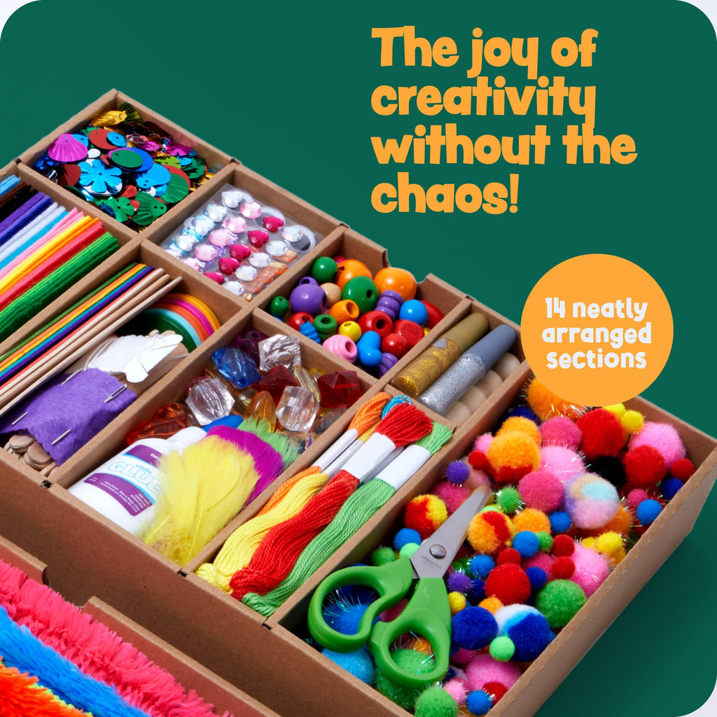Dan&Darci Arts and Crafts Vault - Craft Supplies Kit in a Box - Birthday Gift for Kids Ages 4 5 6 7 8 9 10 11 & 12 Year Old Girls & Boys - Crafting Set Kits - Gift Ideas for Kid Art Activity Gifts