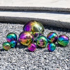 yarlung 10 Pack Stainless Steel Rainbow Gazing Balls, 50-150 mm Garden Mirror Globe Floating Sphere, Polished Hollow Ball Reflective Ornament for Home Yard Outdoor Lawn Decoration