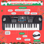 M SANMERSEN Upgraded Kids Piano Keyboard 37 Keys with Microphone, Music Toys Birthday Gifts for 3 4 5 6 Year Old Boys Girls, Black