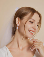 EAMTI Silver Dangle Earrings for Women Cubic Zirconia Teardrop Bridal Wedding Earrings 925 Sterling Silver Post Rhinestone Earring