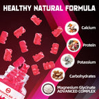 Magnesium Glycinate Gummies 1000mg - Sugar Free Magnesium Potassium Supplement with Vitamin D, B6, CoQ10 for Calm Mood & Sleep Support - 180 Raspberry Gummies.
