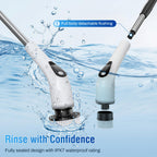 Electric Spin Scrubber, Cordless Cleaning Brush with 8 Replaceable Heads, Five-Speed Power Scrubber with Adjustable Handle for Bathroom, Tub, Floor, Tile & Car – Clean Without Bending
