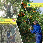 Qiullen 13 FT Extendable Fruit Picker Pole Tool Adjustable Long Handle Fruit Picker Metal Basket Fruit Grabber Tool with Protective Foam Pad Stainless Steel Garden Picker Tool for Apple Mango Lemon
