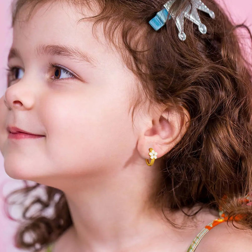 MILACOLATO Solid 925 Sterling Silver Flower Hoop Earrings Toddler Women