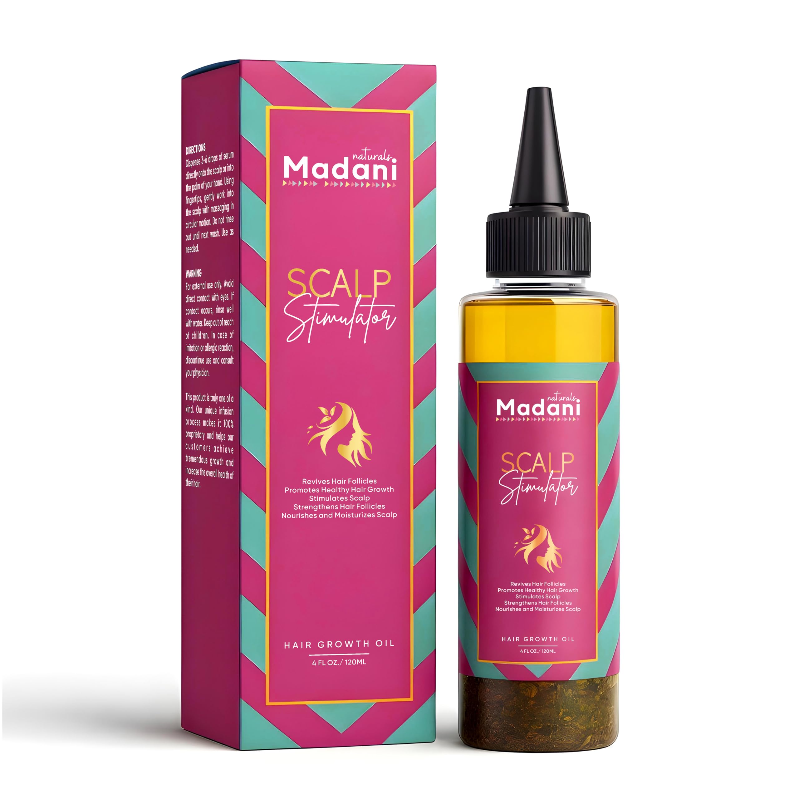 Madani Scalp Stimulator Hair Growth Oil, 4 fl oz, Nourishing Follicle Treatment, Hair Repair Regrowth with Rosemary & Mint