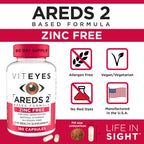 Viteyes AREDS 2 Zinc Free Macular Support, Natural Allergen Free Capsules with Vitamin E, Vitamin C, Lutein & Zeaxanthin, No Zinc, No Copper, Eye Doctor Trusted, Manufactured in The USA, 180 Ct