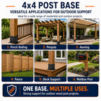 ORIGLE 4x4 Post Base, 4x4 Post Bracket 8PCS, Inner Size 3.6x3.6 inch Fence Post Anchor, Wood Post Brackets for Pavilion Deck Railing Support Deck Base Plate