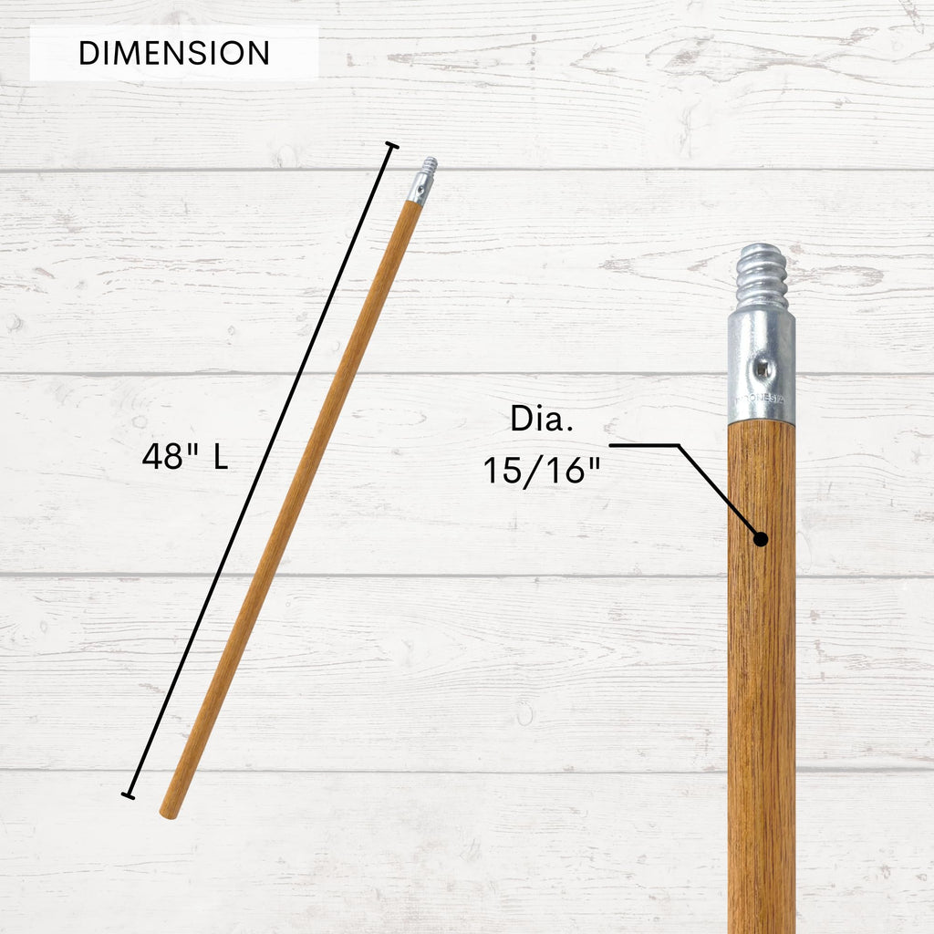 ILOT Commercial Products 48-inch Replacement Wood Broom Handle with Threaded Metal Tip and Lacquered for Floor Cleaning Sweeping in Home and Office (Pack of 2)