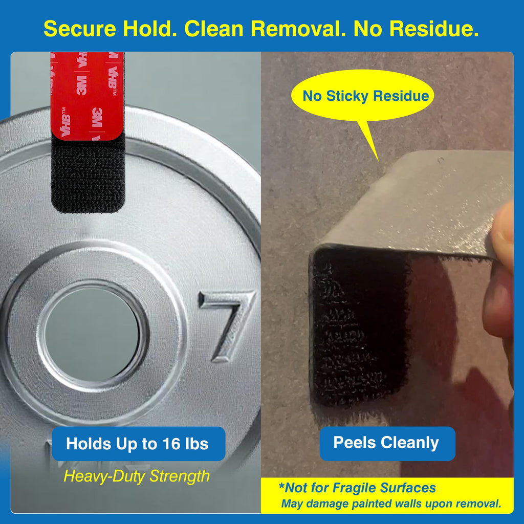 8 Sets Heavy-Duty Adhesive Hook and Loop Strips, 1.2" × 3.2"