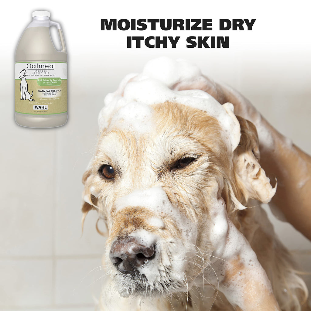 Wahl USA Dry Skin & Itch Relief Pet Shampoo for Dogs – Oatmeal Formula with Coconut Lime Verbena Scent - 64 Oz - Model 821004-050