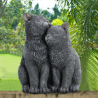 Wenqik Black Cat Statue for Garden Couple Kitten Figurines Decor Resin Cat Sculpture Decorative Garden Statues for Outside Patio Yard Farmhouse Gifts for Animal Lovers Mom 8.66 x 5.7 x 10.62 Inch