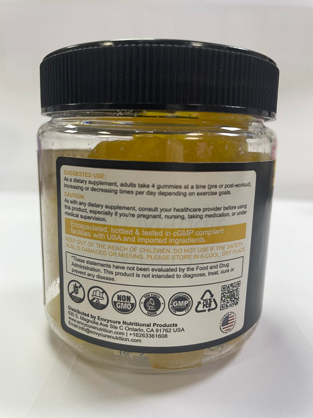 EnvyCure Creatine Monohydrate Gummies for Men & Women - with BCAA, Collagen Peptides, L-Taurine, Vitamin B12, D3, Creatine Monohydrate 5000mg (5g) Per Serving, Lemon Flavor, Sugar Free, 1 Pack