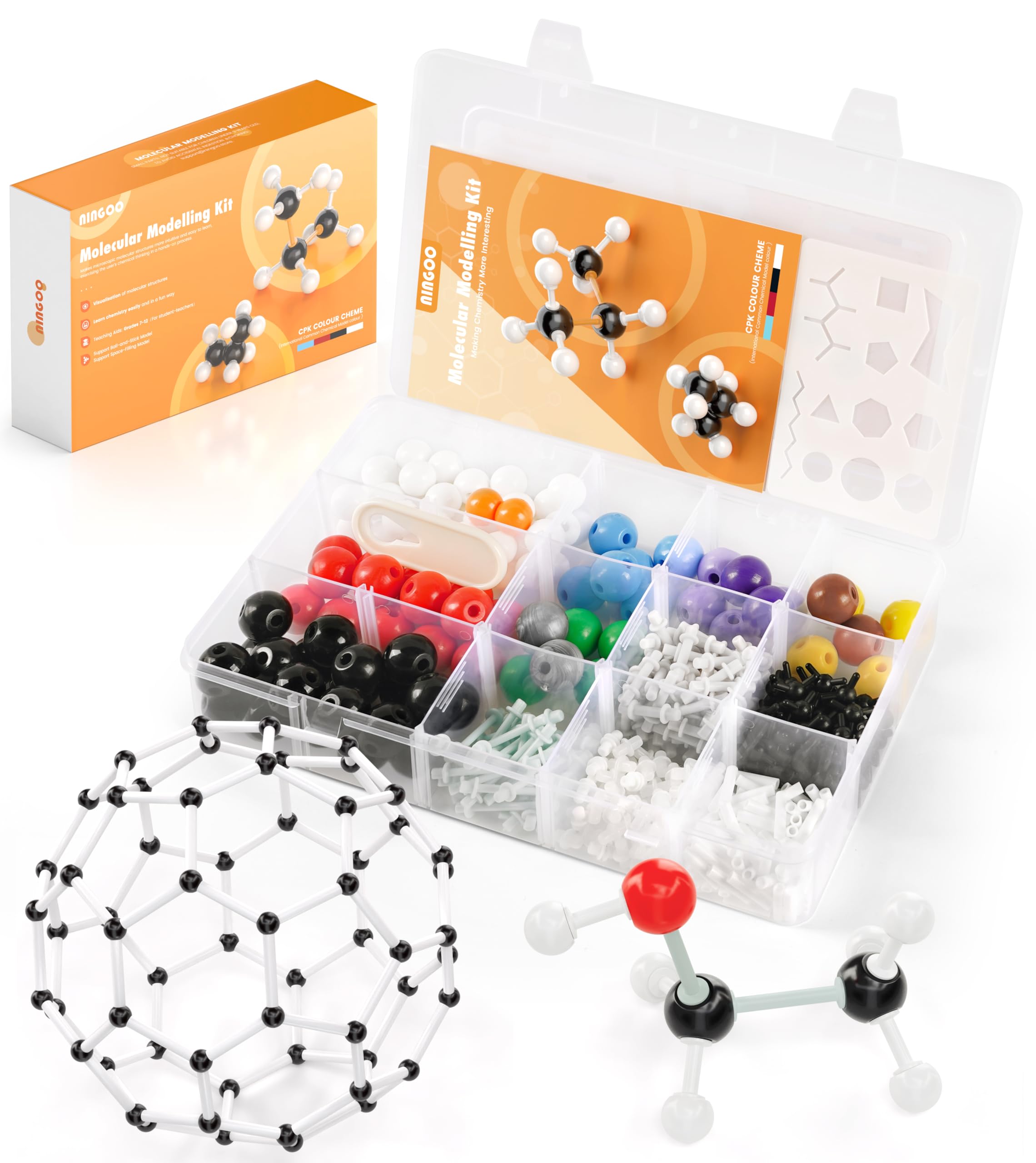 Organic Chemistry Model Kit-404 PCS,Portable Molecular Model Kit for Chemistry Classes,Atomic Element Model Set for Organic＆Inorganic Learning,Supply to Students ＆ Teachers