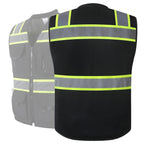 JKSafety Hi-Vis Black Surveyor Safety Vest for Men Women High Visibility Reflective Construction Vest Mesh Cushioned Collar Heavy Duty PPE Inner Pockets ANSI/ISEA Compliant(188-Black L)