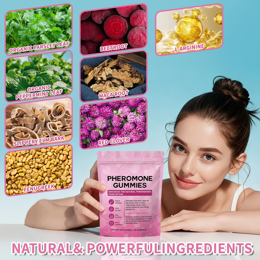 DDOOUU OFFICIAL Pheromone Gummies for Women,Enhance Your Confidence & Attraction - Natural Hormone Balance & Body Odor Support,Strawberry Flavor