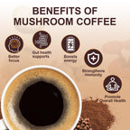 2 Bag Mushroom Coffee, Instant Coffee with 6 Adaptogenic Mushrooms (Lion’s Mane, Cordyceps, Shiitake, Turkey Tail) for Better Energy, Focus, Digestion & Immune Support