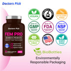 Doctors Pick Fem Pro Probiotics for Women. 17 Clinically Effective Strains for Vaginal, Digestive & Immune Support, Urinary Tract Health, pH Balance and Mood. 60 Veggie Capsules, 2 Month Supply