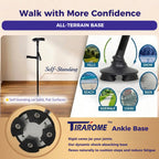 Walking Cane for Men & Women, 3-in-1 Folding Cane with Alarm and Light, Adjustable, Collapsible Walking Stick for Seniors and Adults Balance with a Second Handle