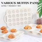 AOTASO 2 Pcs Jumbo Muffin Pan with Metal Frame, Nonstick 6 Cup Extra Large Cupcake Pan for Baking, Silicone Deep Muffin Tray for Egg Bites (Cream)