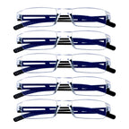 VisionGlobal 5 Pairs Reading Glasses, Blue Light Blocking Glasses, Computer Reading Glasses for Women and Men, Fashion Square Eyewear Frame (Black,+2.50 Magnification)