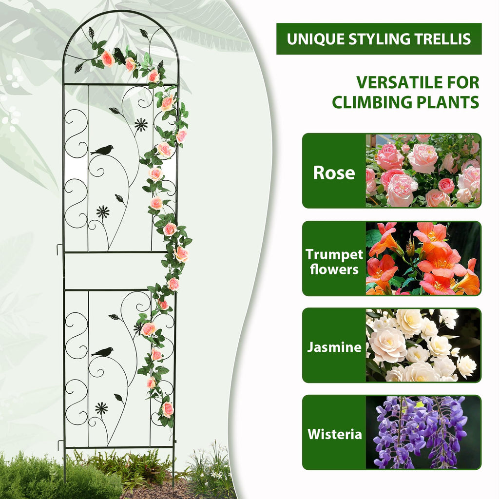 86.5" x 19.7" Metal Garden Trellis Outdoor for Climbing Plants, Black