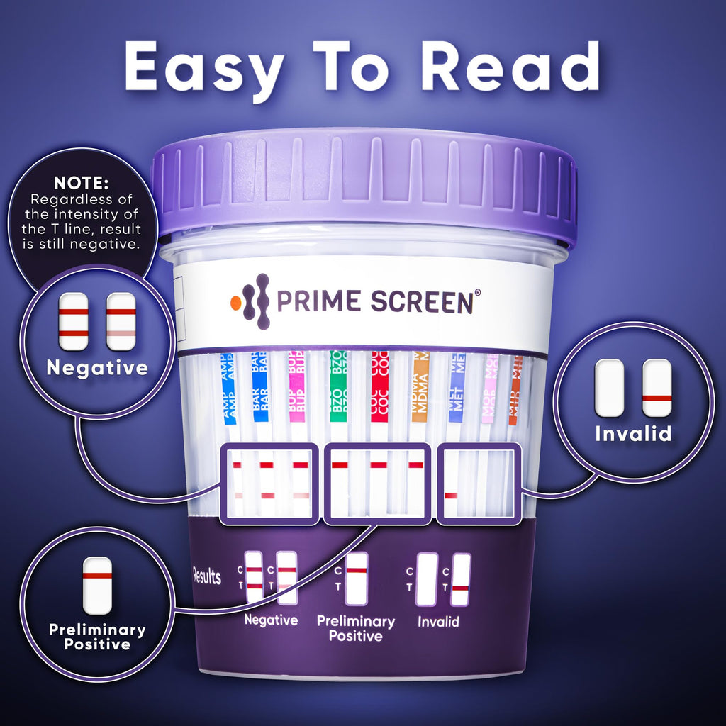 Prime Screen 14 Panel Urine Drug Test Cup - Instant Testing Marijuana (THC),OPI,AMP, BAR, BUP, BZO, COC, mAMP, MDMA, MTD, OXY, PCP, PPX, TCA [50 Pack]
