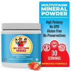 My Spectrum Heroes Kids Powder Multivitamin - Strawberry Powder Supplement, Better Absorption, Non-GMO, Non-Gluten, No Artificial Ingredients - Neural Help for Children on The Spectrum - 30 Servings