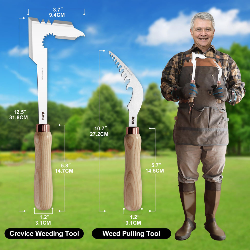 AON 2-Pack Crack Weeder & Root Remover Tool Set for Patios and Gardens