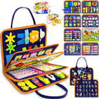 Exorany Busy Board Montessori Toys for Toddler Boy & Girl Birthday Gifts, Busy Book Learning Sensory Toys for Toddlers, Toddler Travel Toy Educational Activities Learn Fine Motor Skills