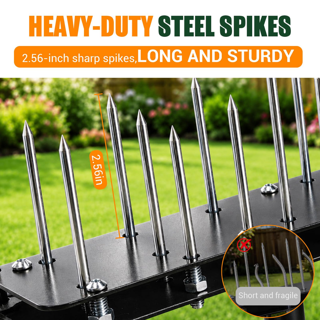 Lawn Aerator Tools, 3 Height Manual Yard Aerator with Self-Cleaning Design