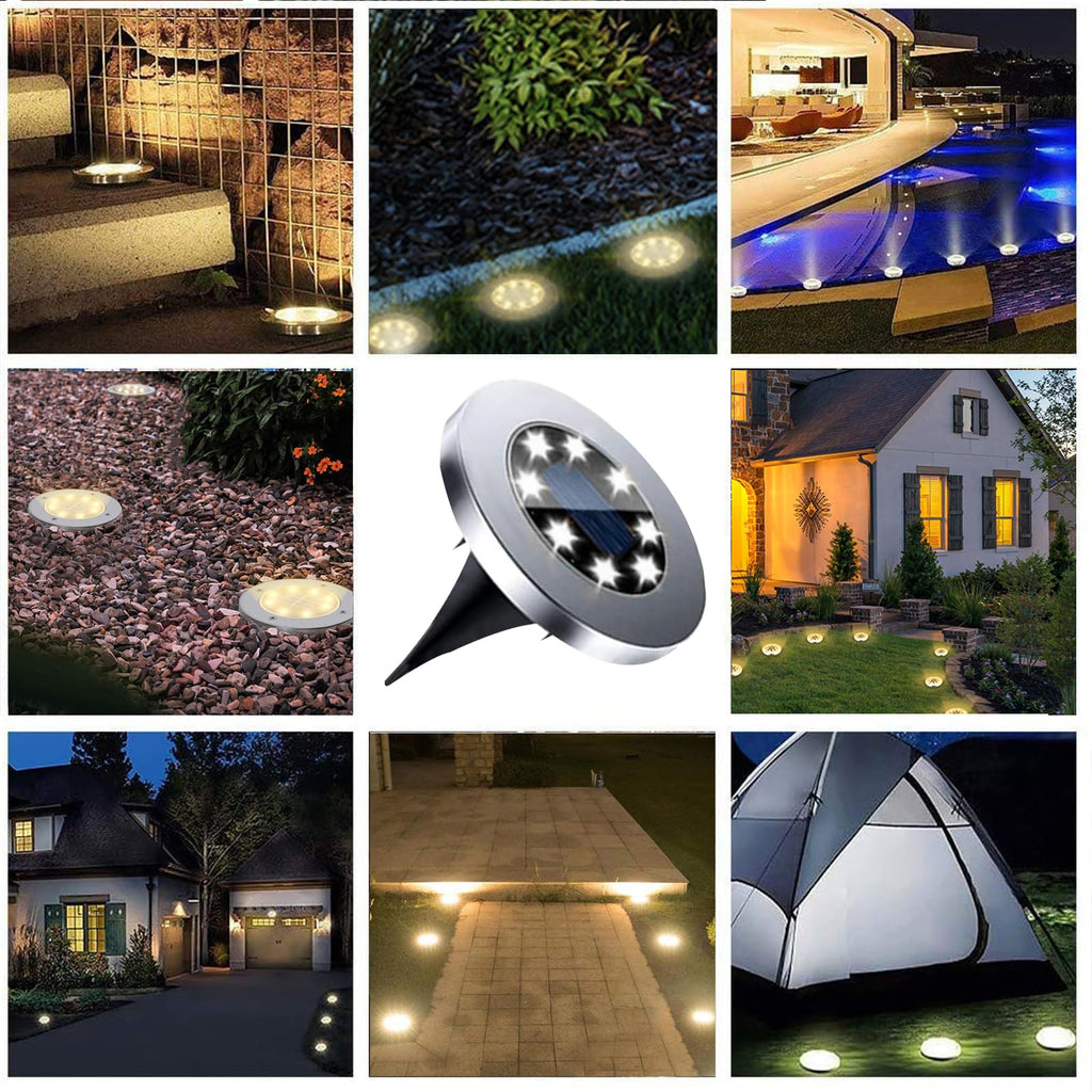 4.6 Inch Diameter Solar Ground Lights, Waterproof Solar Garden Lights, Outdoor Garden Waterproof Bright in-Ground Light, Landscape Lighting for Pathway,Yard,Lawn,Patio,Walkway (12 Pack White Light)