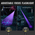 DARKBEAM UV Flashlight 365nm & 395nm Dual Black Light, Blacklight USB Rechargeable LED Ultraviolet Flashlights, Powerful Focusable Woods Lamp Pet Urine Detector, for Uranium Glass, Resin Curing
