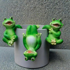 LithosKryos 3 PCS Playful Frog Statues Pot Hugger Decorations for Plant, Miniature Frog Figurines,Women Gifts,Garden Decor Outdoor, Suitable for Flower, Courtyard and Lawn Decorations