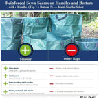 Standard 3-Pack 16 Gallons Yard Garden Bags (D18,H15 inch) W/Gardening Gloves, Reusable Leaf Bags,Grass Clippings,Lawn Debris Bag,Laundry Container,Patio Trash Bin,Yard Waste Bags,Weeds Bag 4 Handles