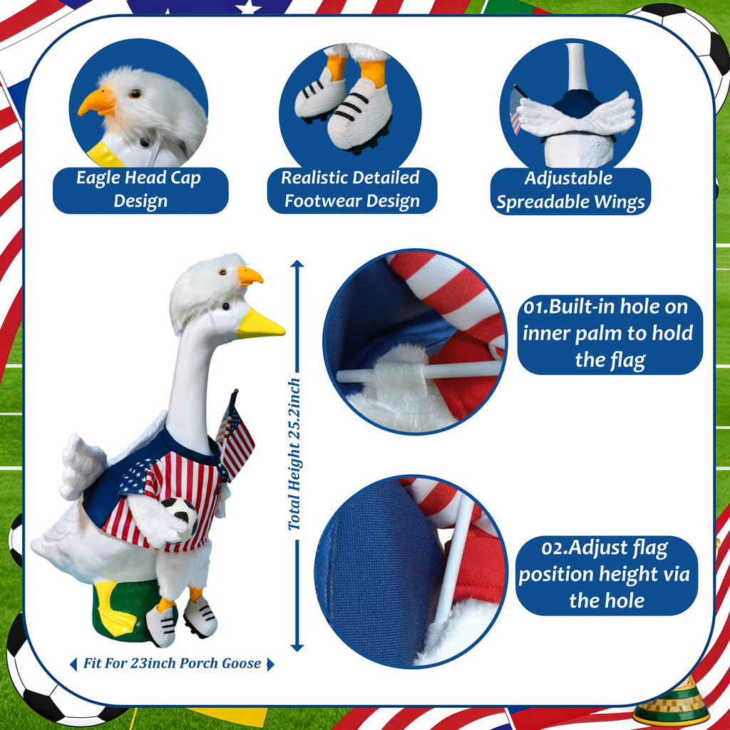 Soccer Porch Goose Outfits, Football Geese Duck Statues Clothes Art Decor